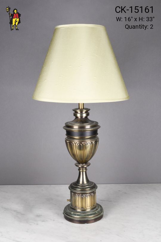 Oversize Antique Brass Mid Century Table Lamp