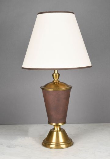 Brass & Faux Leather Table Lamp