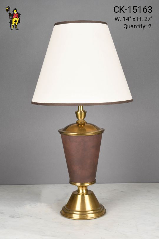 Brass & Faux Leather Table Lamp