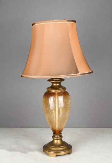 Brown Glass & Antique Brass Footed Table Lamp