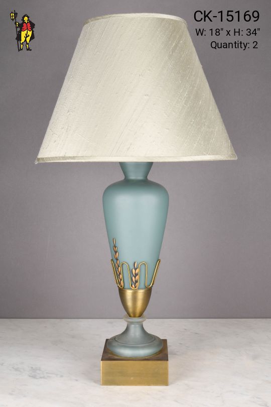 Blue w/Brass Accent Traditional Ceramic Table Lamp
