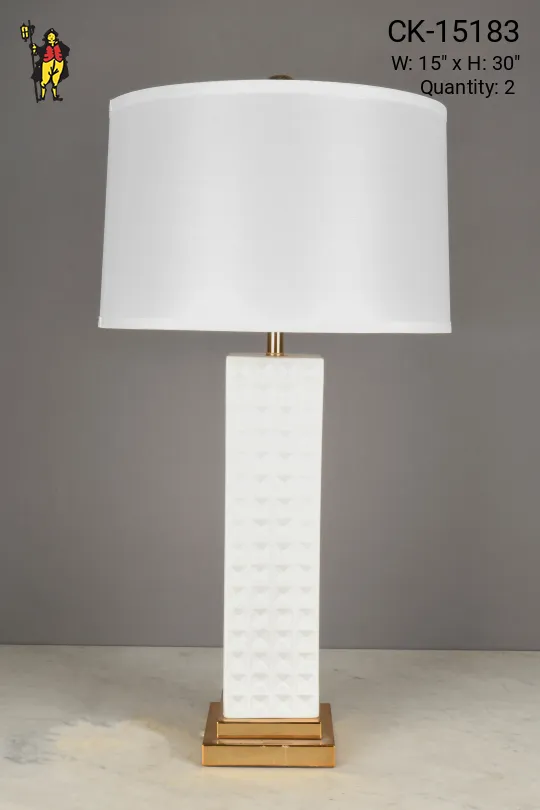 White Textured Ceramic Table Lamp