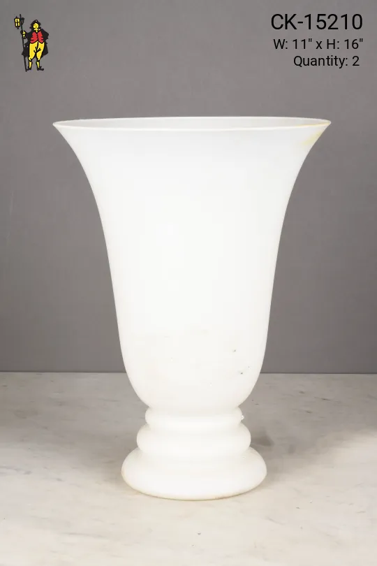 Large Torchiere Style White Glass Table Lamp