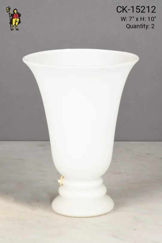 Small Torchiere Style White Glass Table Lamp