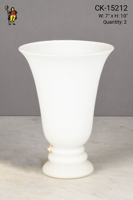 Small Torchiere Style White Glass Table Lamp