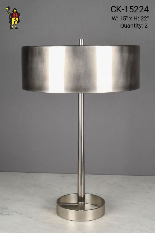 Polished Nickel Metal Shaded Table Lamp