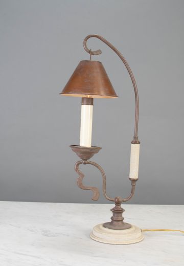 Single Candle Bridge Table Lamp w/Ceramic Base