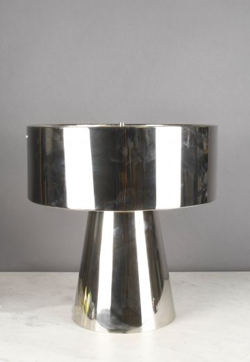 Chrome Oversize Metal Shaded Table Lamp