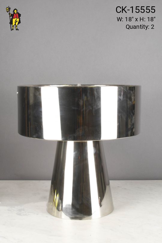 Chrome Oversize Metal Shaded Table Lamp
