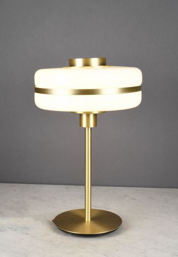 Glass & Brass Shaded Brass Table Lamp