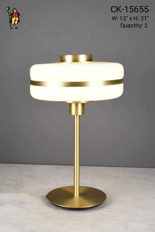 Glass & Brass Shaded Brass Table Lamp