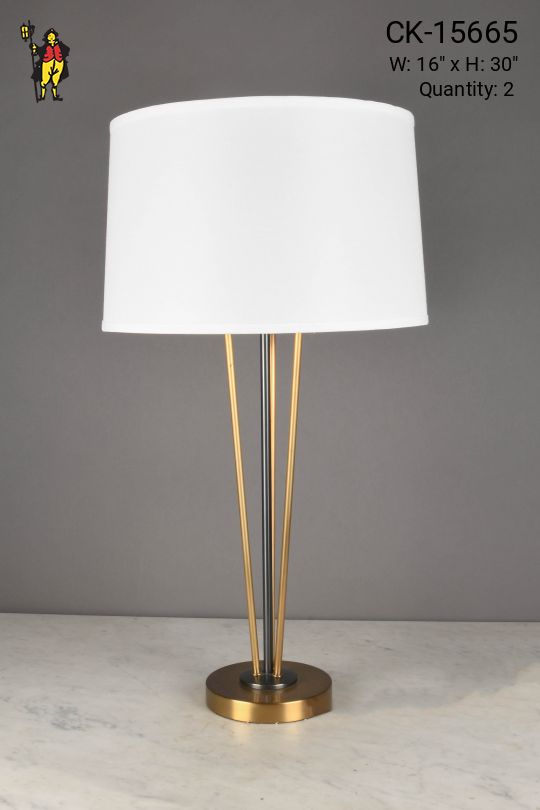 Antique Brass & Black Mid Century Table Lamp