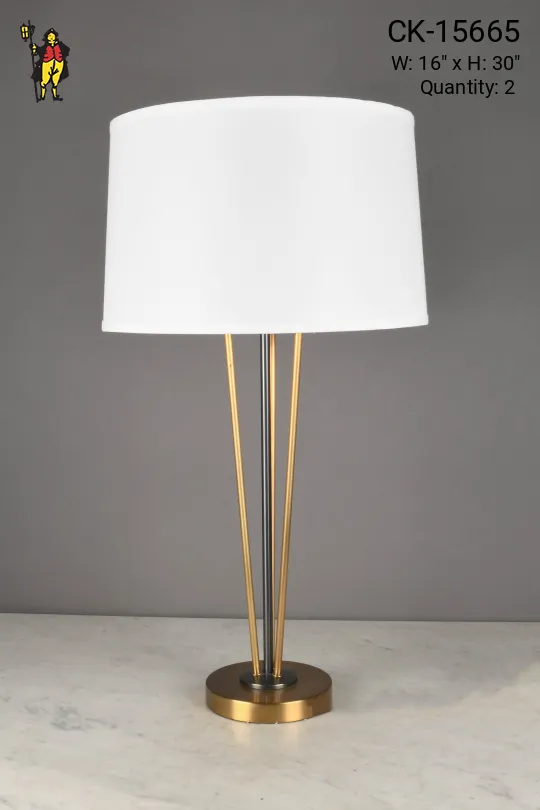 Antique Brass & Black Mid Century Table Lamp