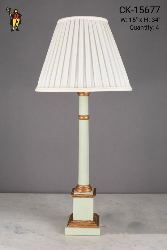 Painted Light Green & Brass Traditional Table Lamp