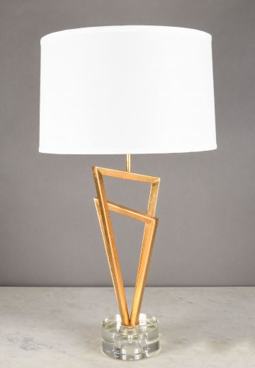 Brass & Lucite Base Abstract Table Lamp
