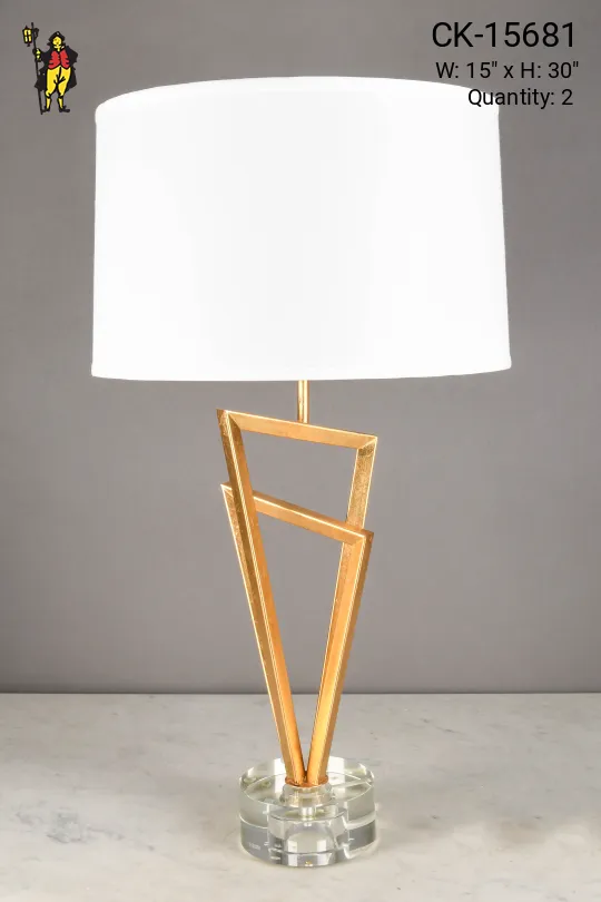 Brass & Lucite Base Abstract Table Lamp