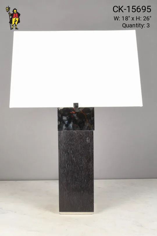 Wood & Chrome Modern Table Lamp