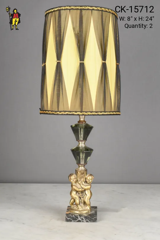 Brass & Glass Figure Table Lamp