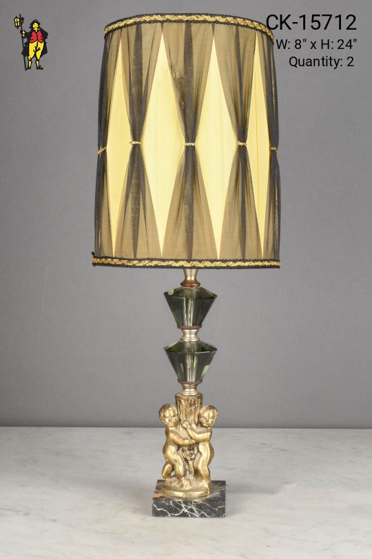Brass & Glass Figure Table Lamp