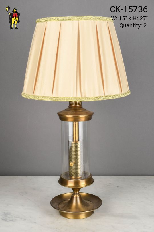 Antique Brass & Glass Table Lamp