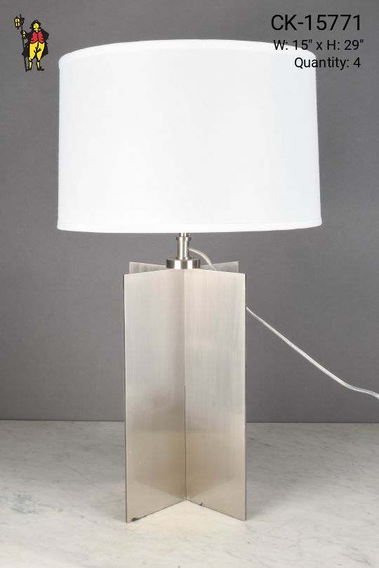 Nickel "X" Shaped Table Lamp