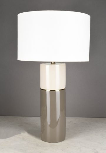 Gray w/Brass Accent Ceramic Table Lamp