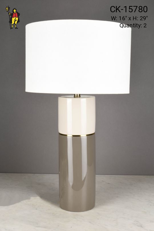 Gray w/Brass Accent Ceramic Table Lamp