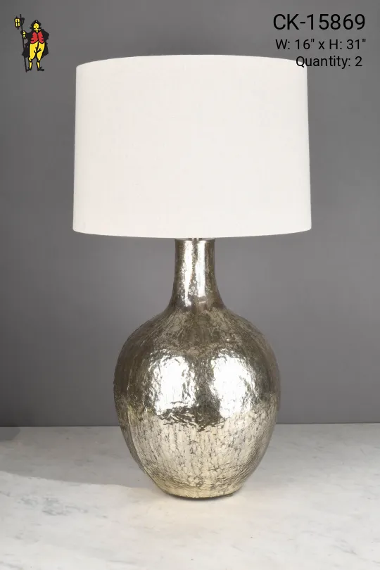 Painted Silver Ceramic Table Lamp