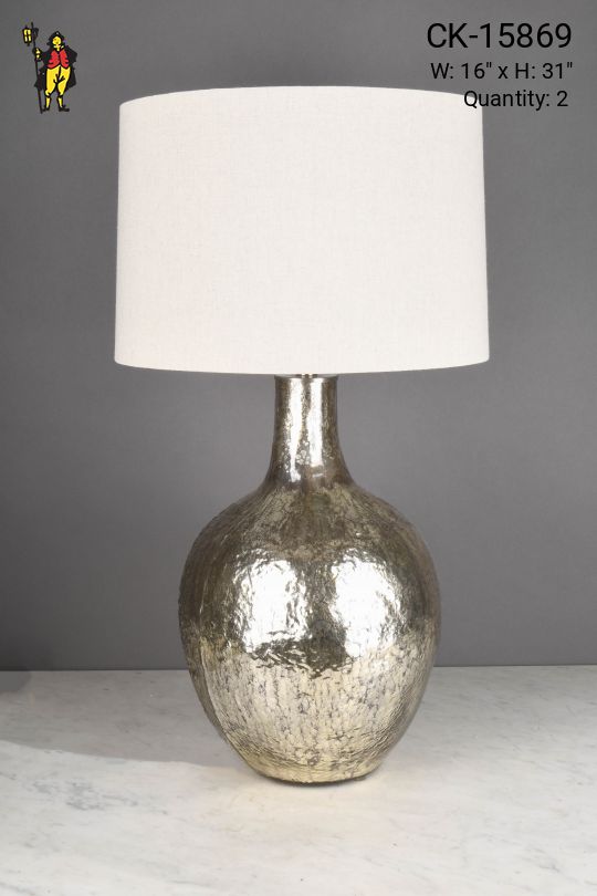 Painted Silver Ceramic Table Lamp