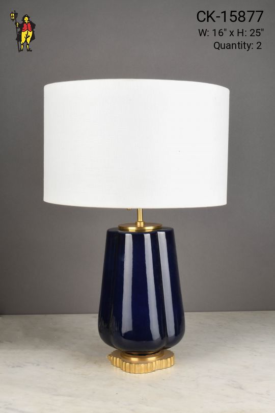 Blue w/Brass Accents Ceramic Table Lamp