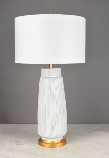 White & Blue Painted Ceramic Table Lamp