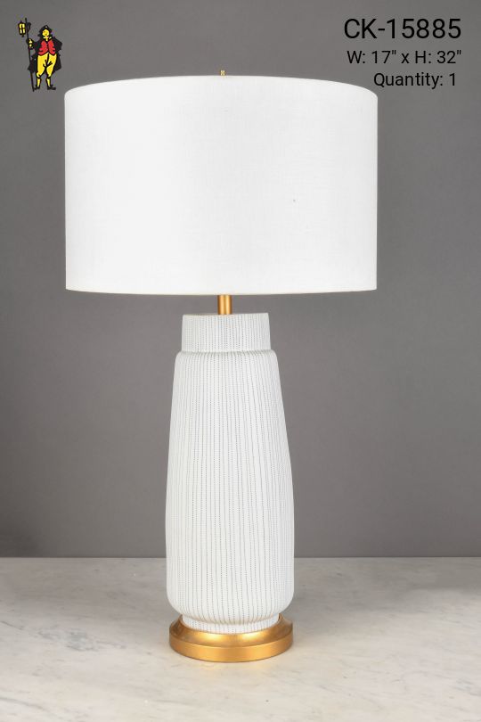 White & Blue Painted Ceramic Table Lamp