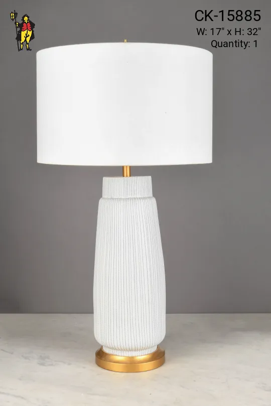White & Blue Painted Ceramic Table Lamp