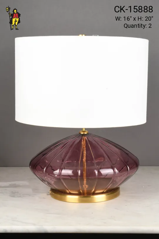 Short Purple Glass Modern Table Lamp