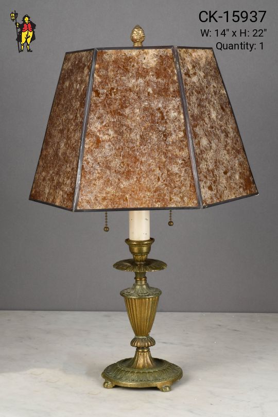 Mica Shaded Single Candle Antique Table Lamp