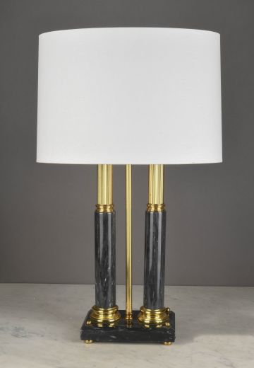 Black Marble & Brass Two Candle Bouliette Lamp
