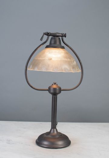 Bronze Table Lamp w/Halophane Shade