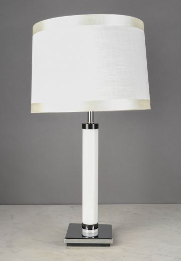 White & Black Striped Table Lamp
