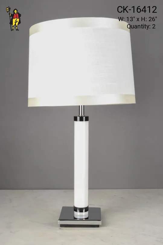 White & Black Striped Table Lamp