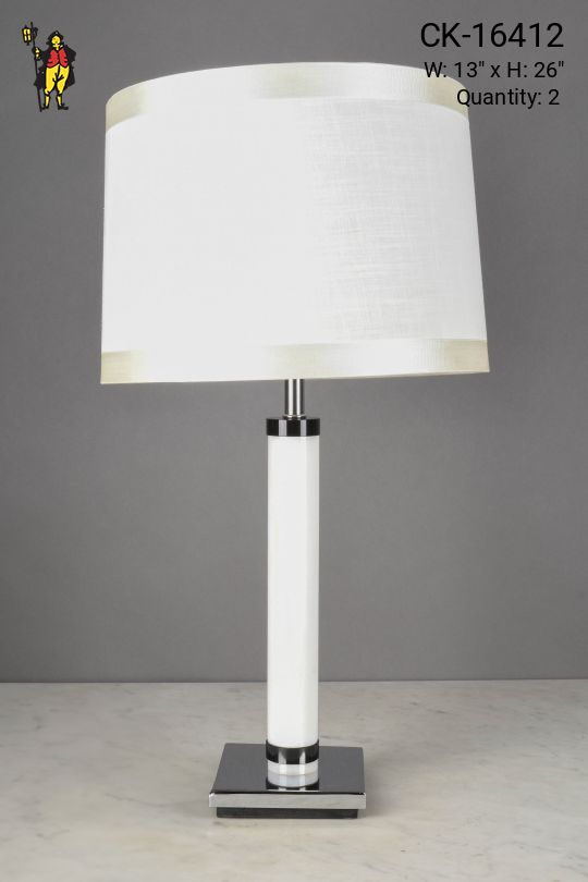White & Black Striped Table Lamp