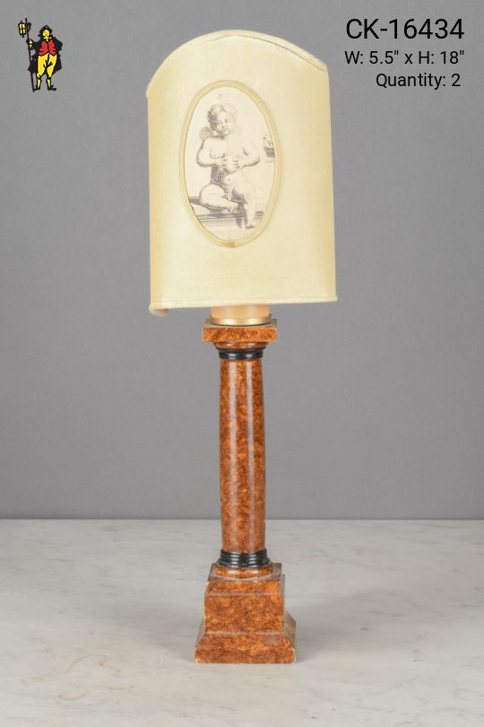 Wooden Traditional Table Lamp w/Fabric Shield Shade