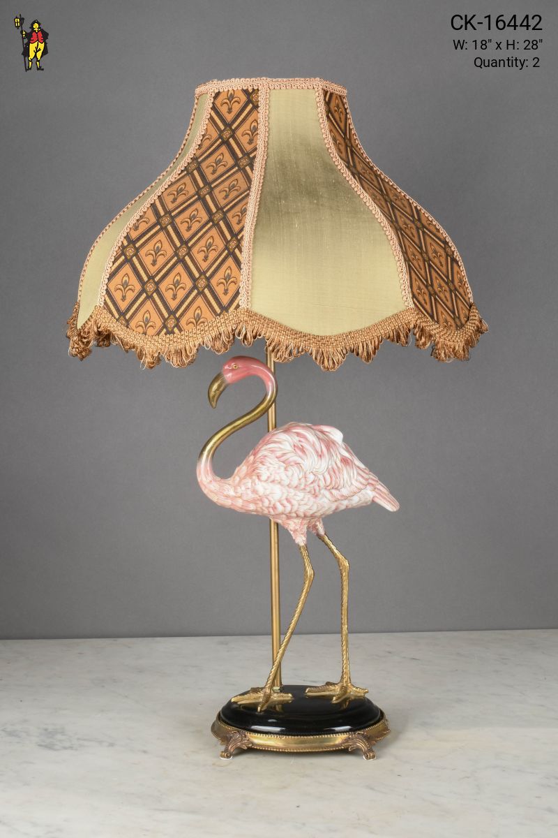Ceramic Pink & White Flamingo Table Lamp | Table Lamps