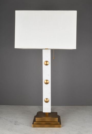 White & Brass Tall Modern Table Lamp