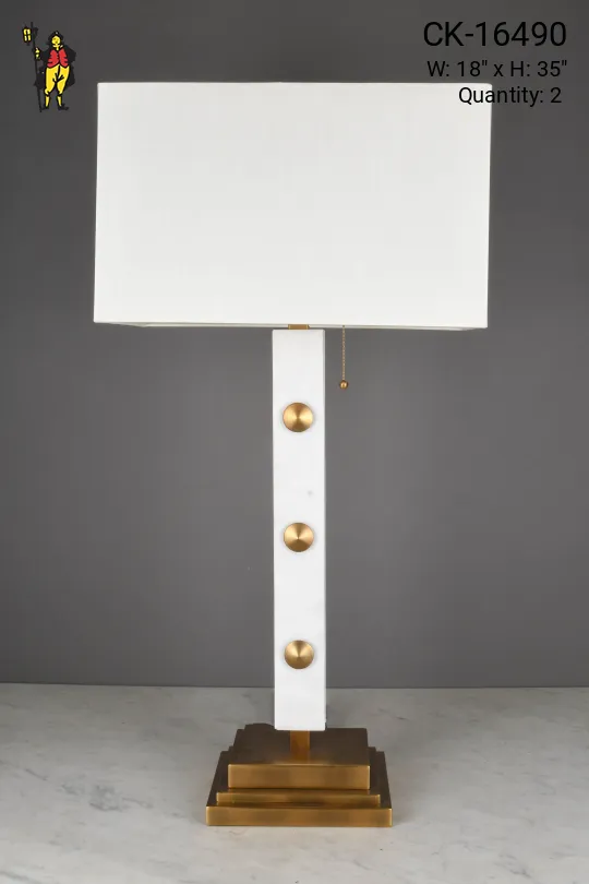White & Brass Tall Modern Table Lamp
