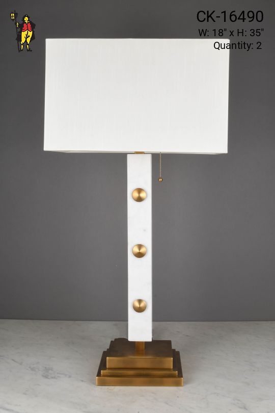 White & Brass Tall Modern Table Lamp