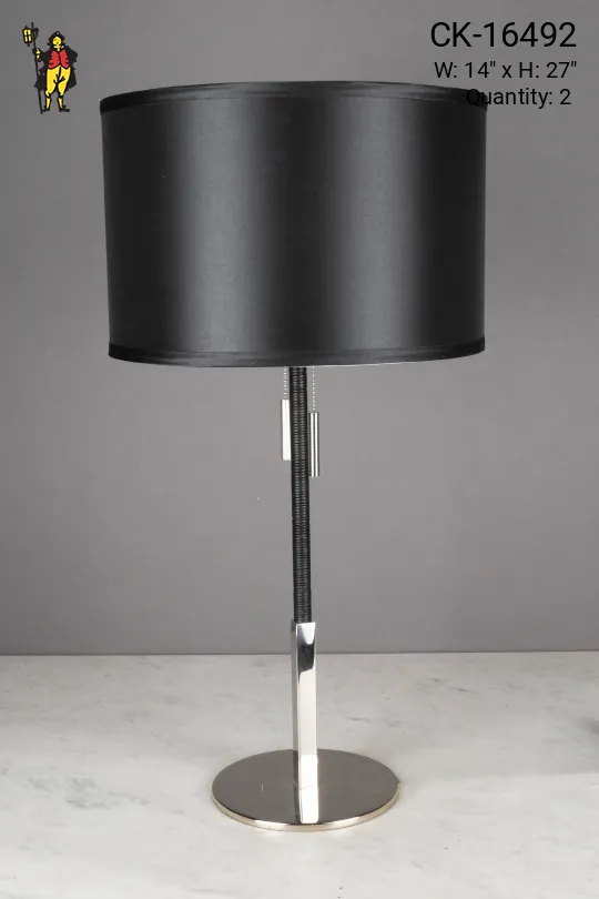 Polished Nickel & Black Modern Table Lamp