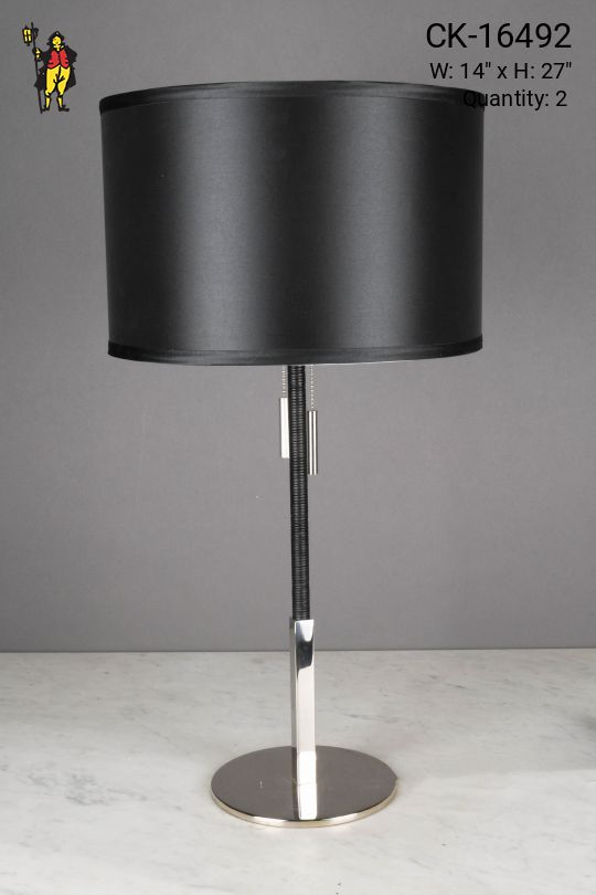 Polished Nickel & Black Modern Table Lamp