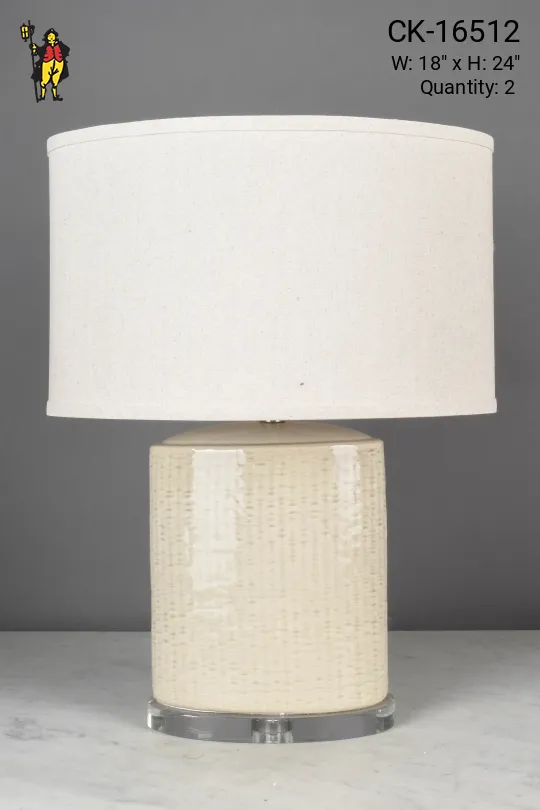 Biege Textured Ceramic Table Lamp