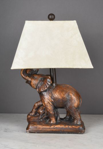Wooden Carved Elephant Table Lamp