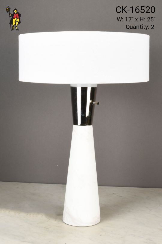 White Marbleized Modern Table Lamp